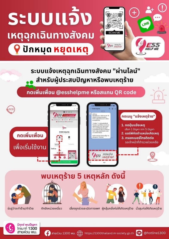 พม เผยระบบ Ess มีประชาชนเข้าร่วมกว่า 90000 ราย รับแจ้งเหตุกว่า 1800 ราย พร้อมเชิญชวนเพิ่ม 8855